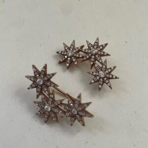 Rhinestone flower ear cuffs